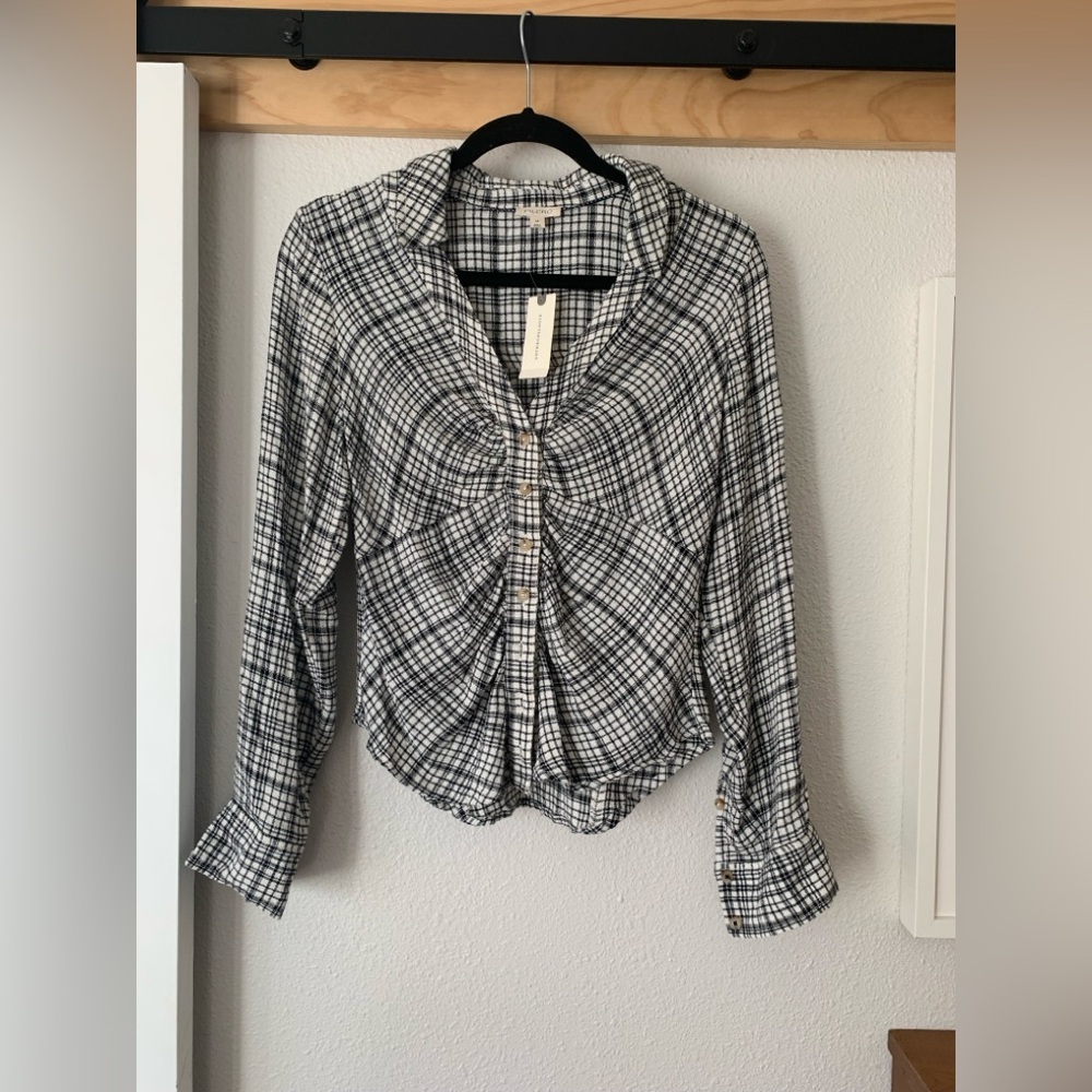 NWT Anthropologie Pilcro The Keaton Ruched Collared Blouse, Size XS - Picture 9 of 10
